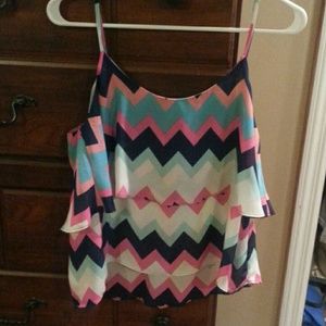 Charlotte russe pinks and blues zig zag crop top