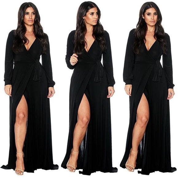 black wrap gown