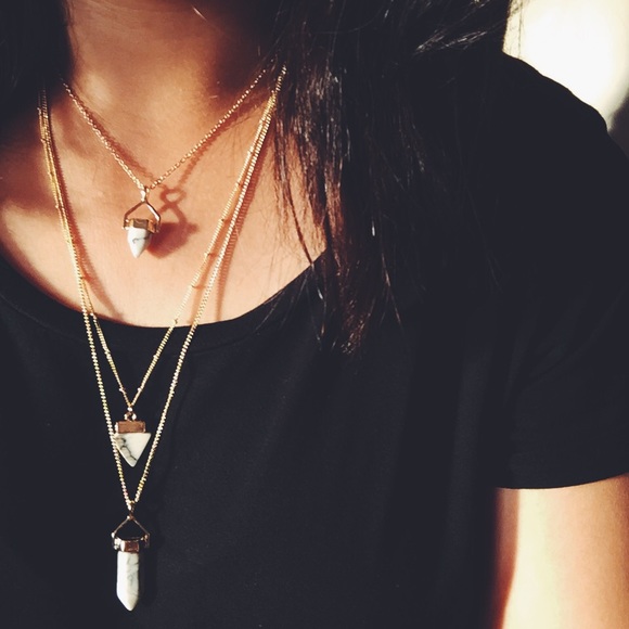 Jewelry - Marble Layered Charm Necklace
