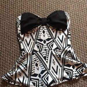 Strapless tribal print shirt