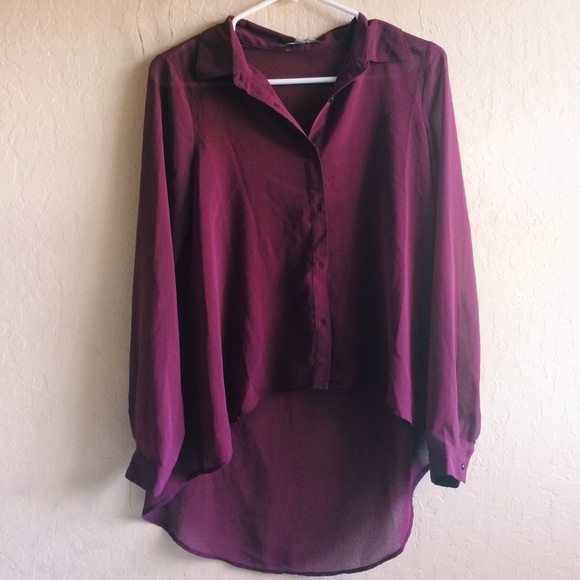 EGGPLANT CHIFFON BUTTON DOWN
