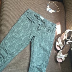 Green Free People textured ankle length pants