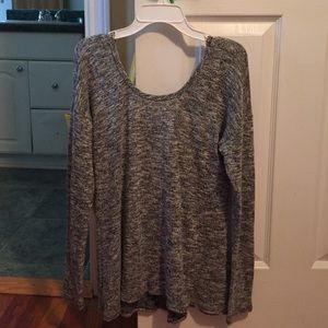 Grey sweater with Teal bow