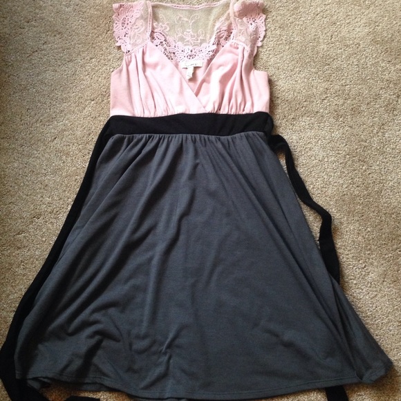 Pink and grey baby doll dress.