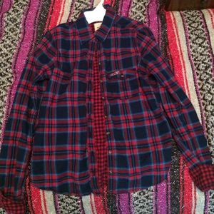 Hollister red/blue flannel