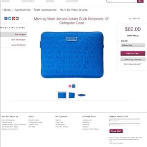 Marc Jacobs 13 inch laptop case color blue.