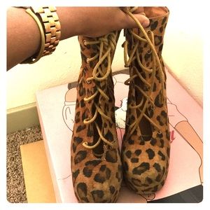 Rare Jeffrey Campbell Cheetah Print Tall Lita Boot