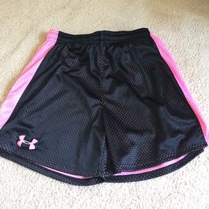 Black and pink mesh shorts