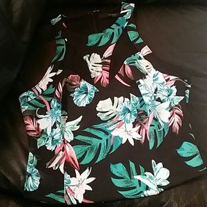 NWT Guess mesh insert floral racerback top, size M