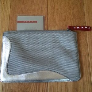 Authentic Prada Gray Wristlet / Wallet