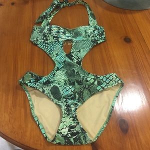 Bcbg swim suit teal snakeskin