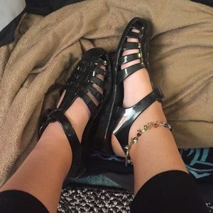 90s black jelly sandals