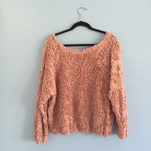 🌸PINK AMERICAN APPAREL 3D MESH ROSE SWEATER🌸