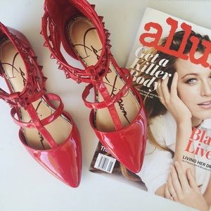 Jessica Simpson Red Studded Pointy Flats