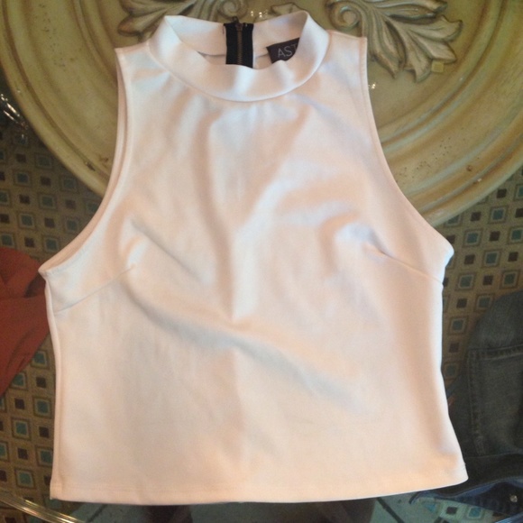 White high neck crop top