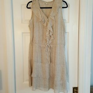 Neutral ruffle dress.