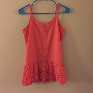 Coral peplum tank