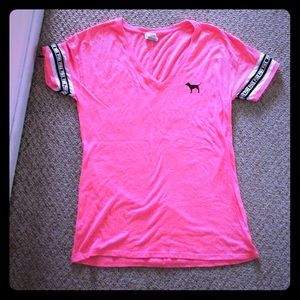 Pink V-neck PINK brand T-shirt