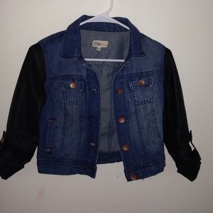 Jean Jacket with Leather Sleeves