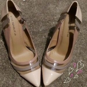 Nude & Lucite Pointy Toe Pumps