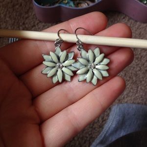 Dangly flower earrings with "diamond" center.