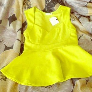 Neon yellow peplum top