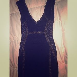 sparkly black Bebe dress