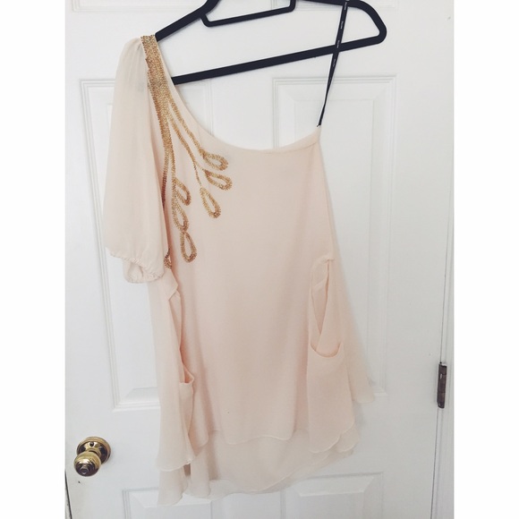 ASOS cream white chiffon formal dress