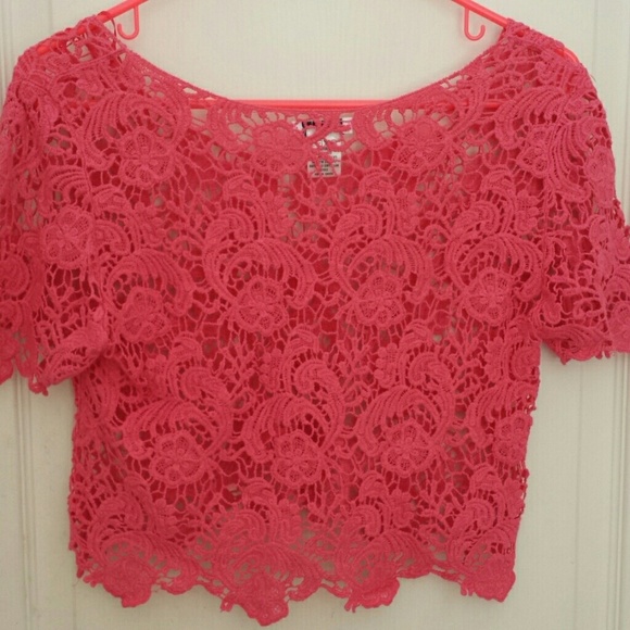 Pink Crop Top Short Sleeve see through - Picture 3 of 4