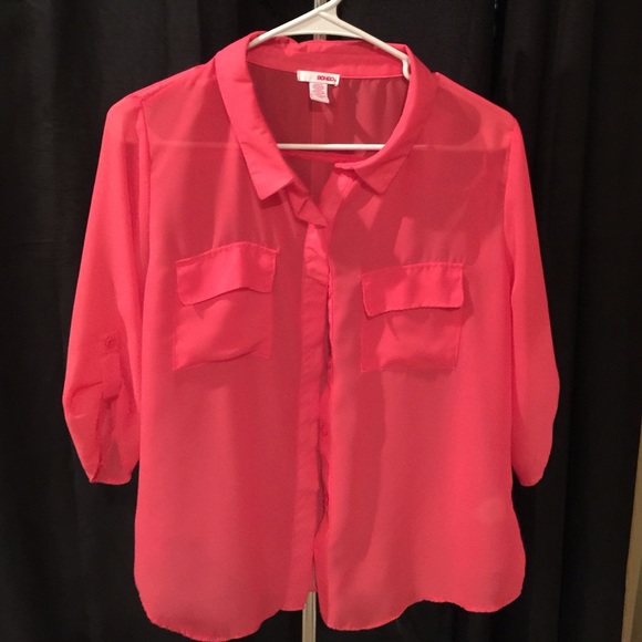 Bongo Flouncy see through coral top