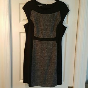 Black dress with tweed.