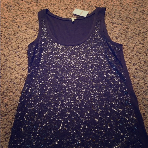 J. Crew navy sequin tank