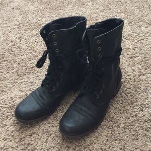 Black combat boots
