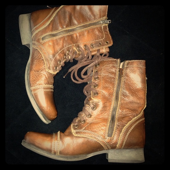 Brown leather boots