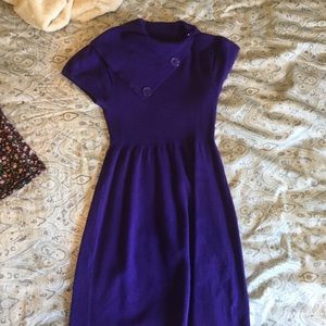 Purple cowl neck sweater dress