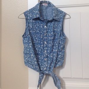 Sleeveless Blue Floral Bongo Top