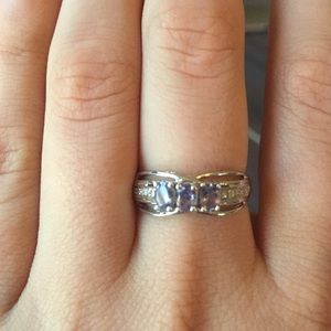 Tanzanite triple stone ring