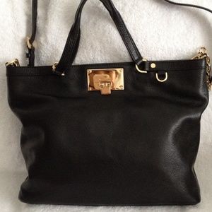 Mk channing shoulder tote leather black