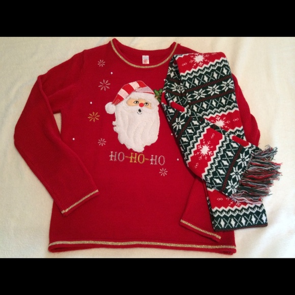 Ugly Christmas Sweater and Scarf.