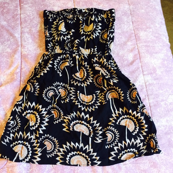 Flower print black dress