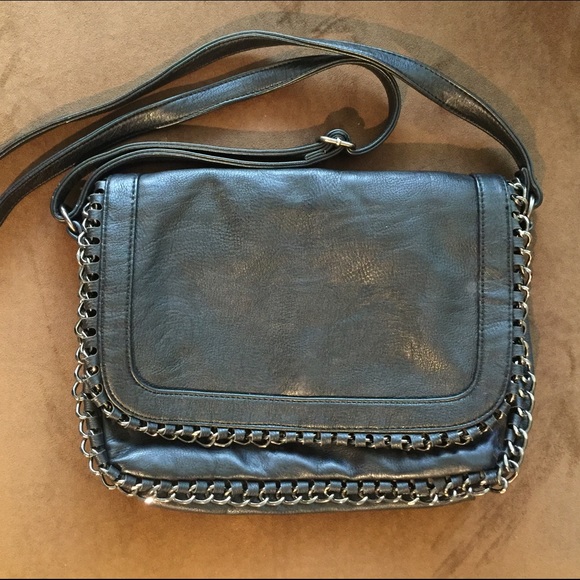 Over the Shoulder Black Clutch with Chain edges - Picture 2 of 4