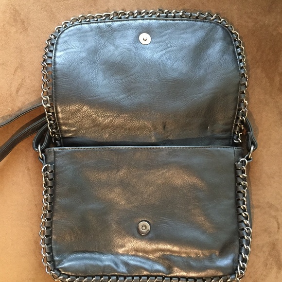 Over the Shoulder Black Clutch with Chain edges - Picture 3 of 4