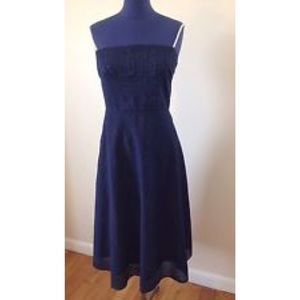 JCrew Navy Seersucker Strapless Dress