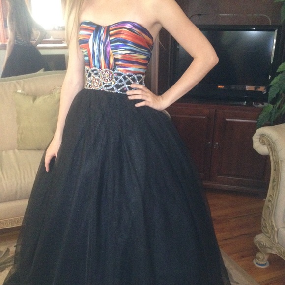 Black and Multicolored Prom Dress