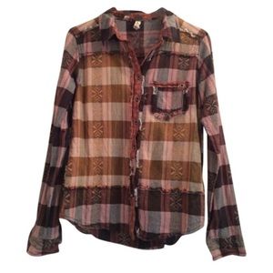 Free People distressed flannel