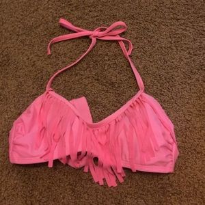Pink Fringe Bikini Top
