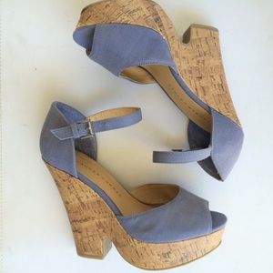 LC Lauren Conrad Powder Blue Peep Toe Wedges