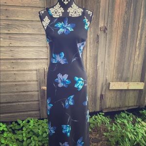 Black/blue flower maxi dress