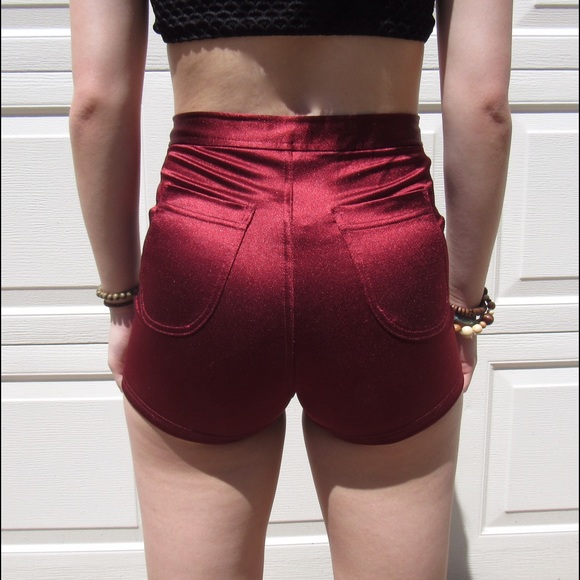 Wine red disco shorts - Picture 2 of 3