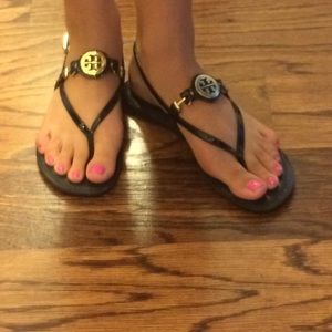 Tory Burch Black Patent Leather Sandals